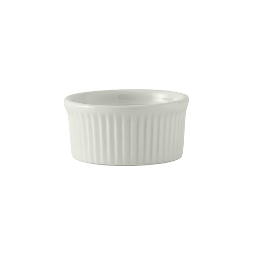 Tuxton China Tabletop Case Tuxton BPX-0502 DuraTux 5 oz 3 1/2" Diameter Porcelain White Fluted China Ramekin