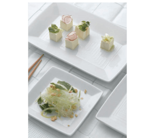 Vertex China Dinnerware Dozen Vertex ARG-8F Fusion Plate, 9 inch x 9 inch, Square | Denson CFE