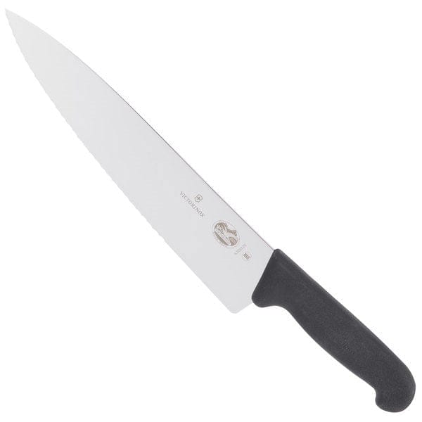 Victorinox Swiss Army Smallwares Each Victorinox Swiss Army 5.2033.19-X1 Wavy Chef's Knife with 7 1/4" Blade, Black Fibrox Nylon Handle | Denson CFE
