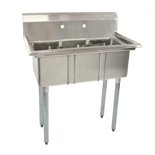 Vollrath Compartment Sinks Each Omcan – 39761 10” x 14” x 10” Three Tub Sink with Corner Drain & No Drain Board | Denson CFE