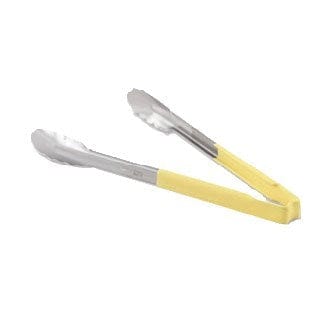 Vollrath Kitchen Tools Each / Yellow Vollrath 4780950 9 1/2"L Stainless Steel Utility Tongs - Yellow | Denson CFE