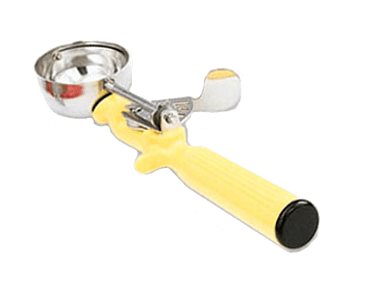 Vollrath Smallwares Each / Yellow Vollrath 47144 Jacobs Pride 1.63 oz. Yellow #20 Disher - Stainless Steel with Antimicrobial Handle | Denson CFE