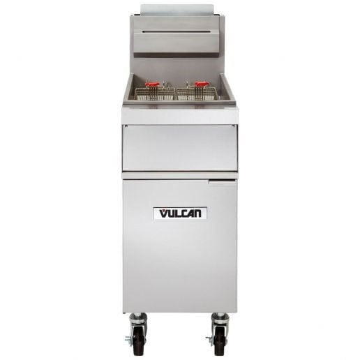 Vulcan Canada Commercial Fryers Each Vulcan 1GR45M 45-50 lb. Natural Gas Floor Fryer with Millivolt Thermostat Controls - 120,000 BTU