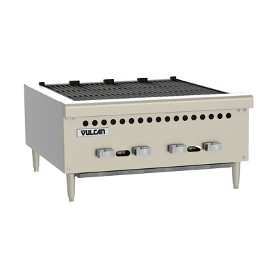 Vulcan Canada Commercial Grills Each Vulcan VCRB36 Restaurant Series Natural Gas Heavy-Duty Charbroiler with Individual Infinite Heat Controls, 87,000 BTU | Denson CFE