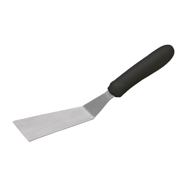 Winco Bakeware Each / Black Winco TKP-50 Offset Grill Spatula with Black PP Handle, 4-1/4" x 2-3/16" Blade | Denson CFE