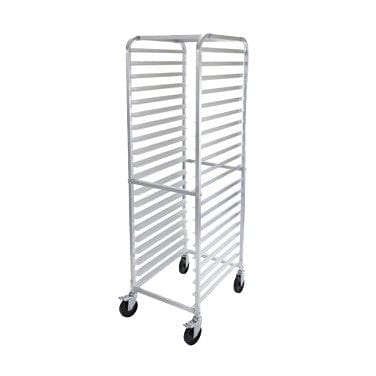 Winco Bakeware Each Winco ALRK-20BK 20 Pan Unassembled End Load Full Height Bun/Sheet Pan Rack with Brake | Denson CFE