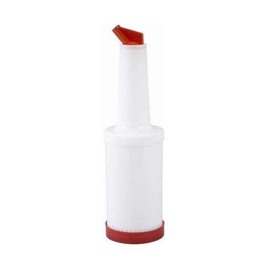 Winco Bar Supplies Each / Red Winco PPB-2R 2 Quart Liquor and Juice Pour Bottle with Red Spout and Lid | Denson CFE