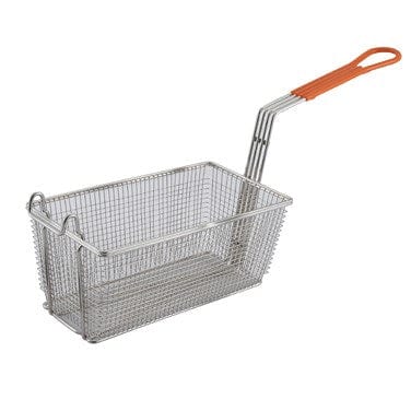 Winco Commercial Fryers Each Winco FB-10 Fry Basket, 12-1/8" x 6-1/2" x 5-3/8", 10" Orange Hdl