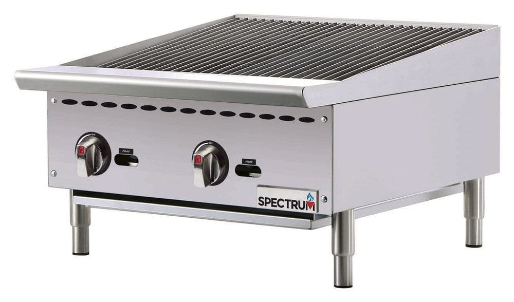 Winco Commercial Grills Set Winco NGCB-24R Stainless Steel 24" Spectrum Countertop Gas Charbroiler - 70,000 BTU