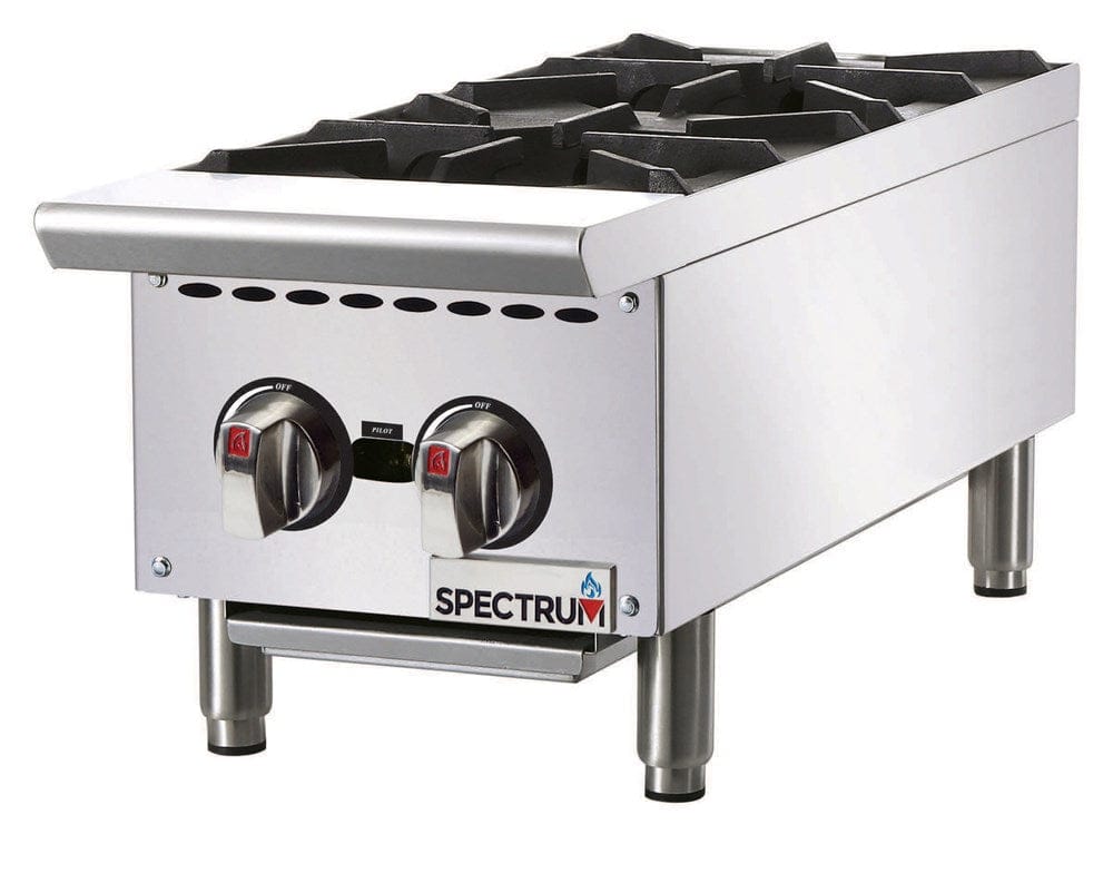 Winco Commercial Restaurant Ranges Set Winco NGHP-2 Spectrum Two Burner Stainless Steel Countertop Gas Hot Plate 50000 BTU | Denson CFE