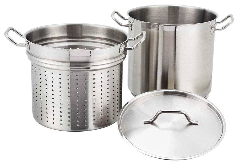 Winco Cooking Equipment Set Winco SSDB-12S 12 Quart Stainless Steel Steamer and Pasta Cooker Induction Ready | Denson CFE