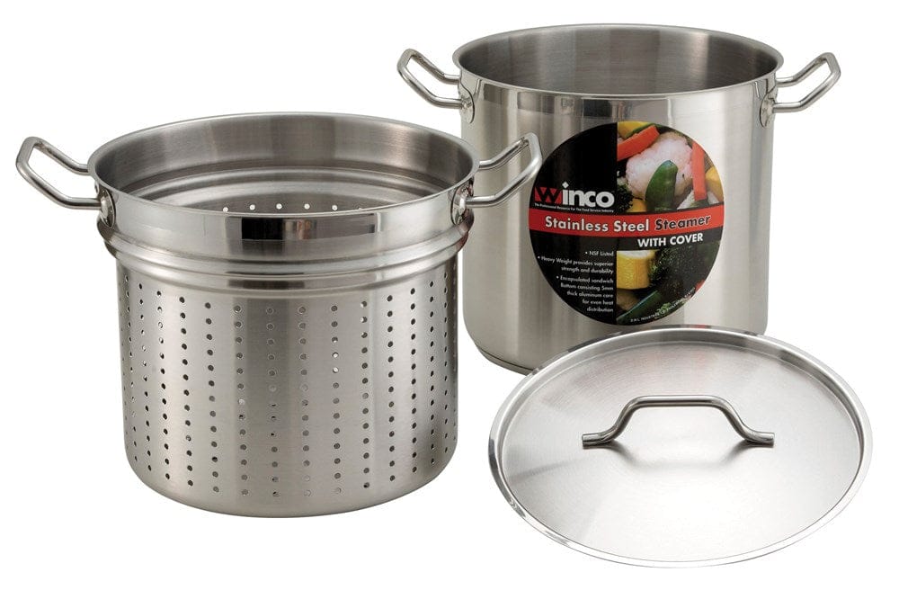 Winco Cooking Equipment Set Winco SSDB-16S 16 Quart Stainless Steel Steamer and Pasta Cooker Induction Ready | Denson CFE