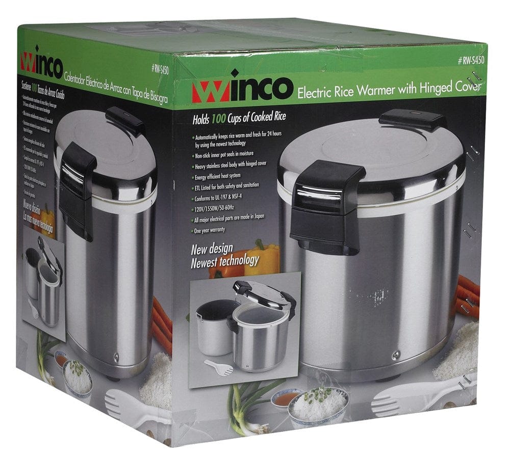 Winco Countertop Equipment Set Winco RW-S450 Electric Rice Warmer 100 Cup Capacity Stainless Steel Non-Stick Inner Pot | Denson CFE