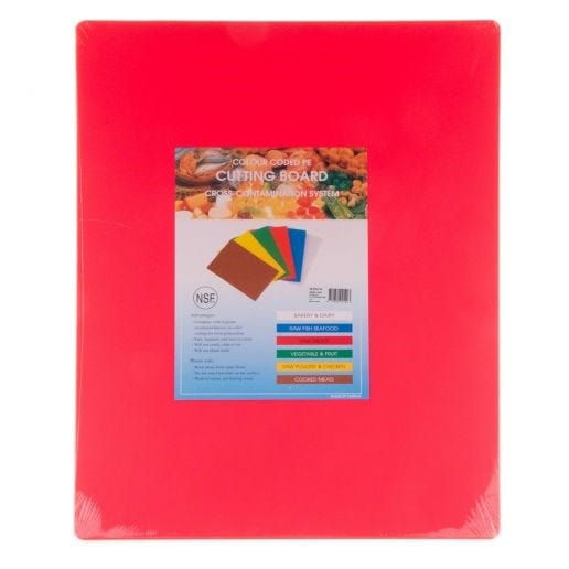 Winco Cutting Boards Each / Red Winco CBRD-1824 Red Polypropylene Cutting Board 18 x 24 x 1/2 | Denson CFE