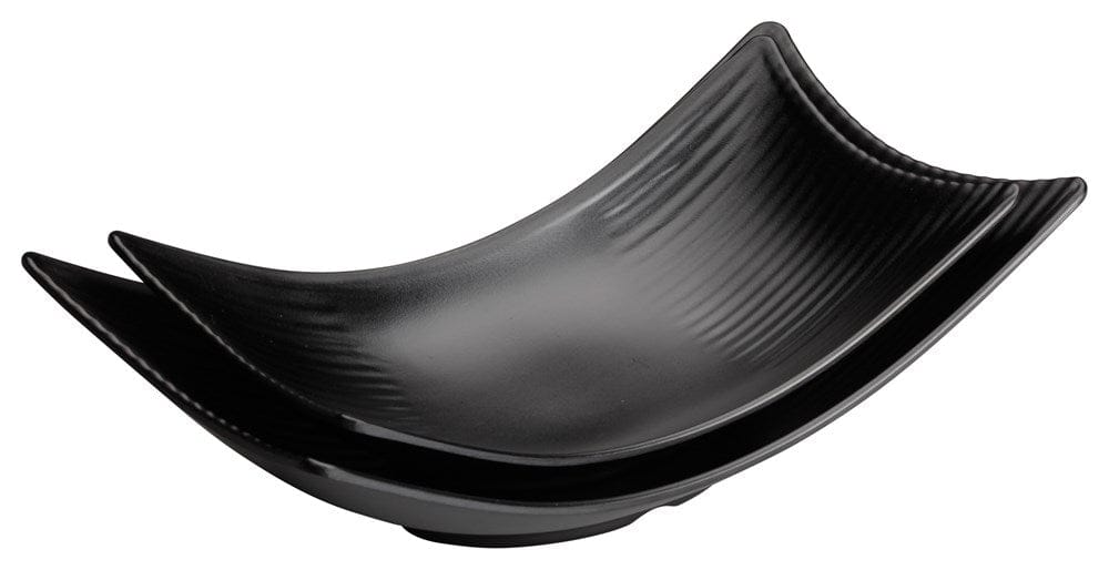 Winco Dinnerware Case / Melamine / Black Winco WDM011302 Ardesia Miyu Melamine Rectangular Plate 10-1/2 x 5-1/4 Black Pack of 24 | Denson CFE
