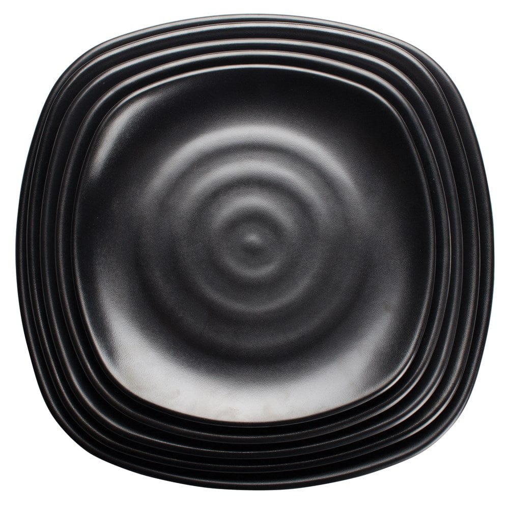 Winco Dinnerware Case / Melamine / Black Winco WDM013-306 Ardesia Rika 13-3/4 Inch Black Melamine Square Plate Set of 12 | Denson CFE