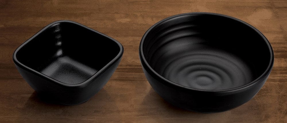 Winco Dinnerware Case / Melamine / Black Winco WDM017-302 Ardesia Haruki 4 inch Break-Resistant Melamine Round Dish Bowl Black 48 Pieces per Case | Denson CFE