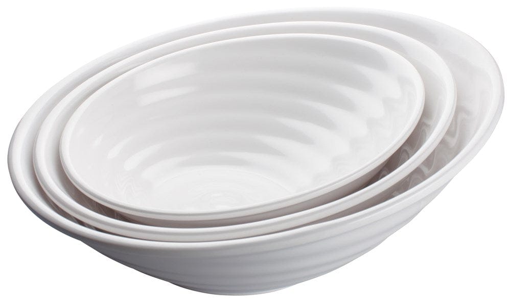 Winco Dinnerware Case / Melamine / White Winco WDM003202 Ardesia Hailey 14 Inch Diameter Melamine Angle Bowl Break Resistant White | Denson CFE