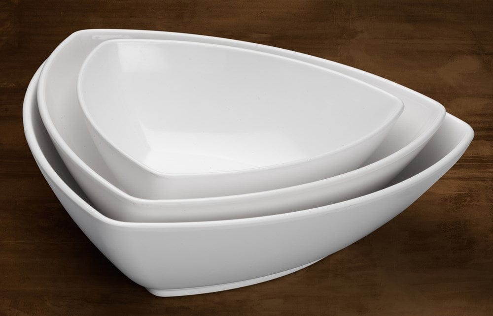 Winco Dinnerware Case / Melamine / White Winco WDM005203 Ardesia Elista 9 Inch Break-Resistant Melamine Triangular Bowl White | Denson CFE