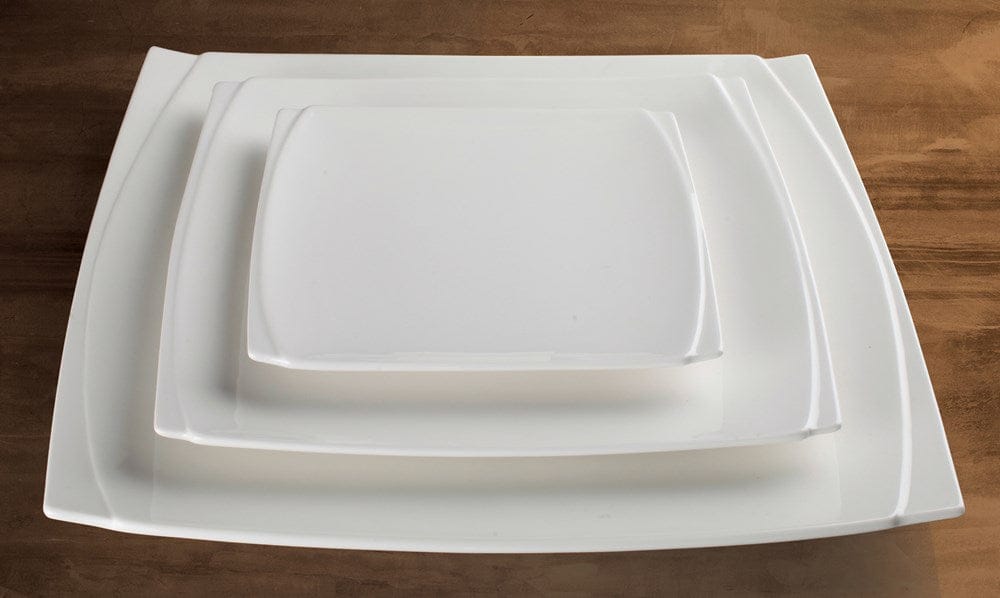 Winco Dinnerware Case / Porcelain / White Winco WDP009-102 White Porcelain Square Dinner Plate 10.5 Inches | Denson CFE