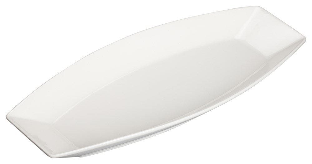Winco Dinnerware Case / Porcelain / White Winco WDP017-110 Ardesia Loures Bright White Porcelain Oblong Plate 15-1/4 inches x 6-1/2 inches | Denson CFE