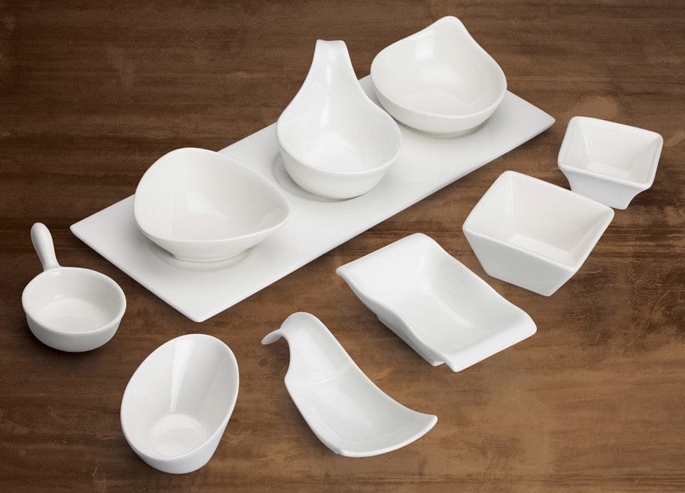 Winco Dinnerware Case / Porcelain / White Winco WDP021-109 Mescalore Bright White 3 Compartment Tray | Denson CFE