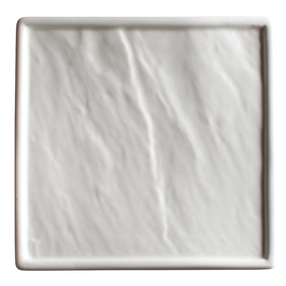 Winco Dinnerware Pack / Porcelain / White Winco WDP001207 Calacatta Creamy White Square Narrow Rim Porcelain Platter 10.25 inches | Denson CFE