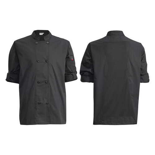 Winco Essentials Each / 3XL / Black Winco UNF-12K3XL Signature Chef Jacket Tapered Fit Ventilated Mesh Panel Long Sleeve Black 3XL | Denson CFE