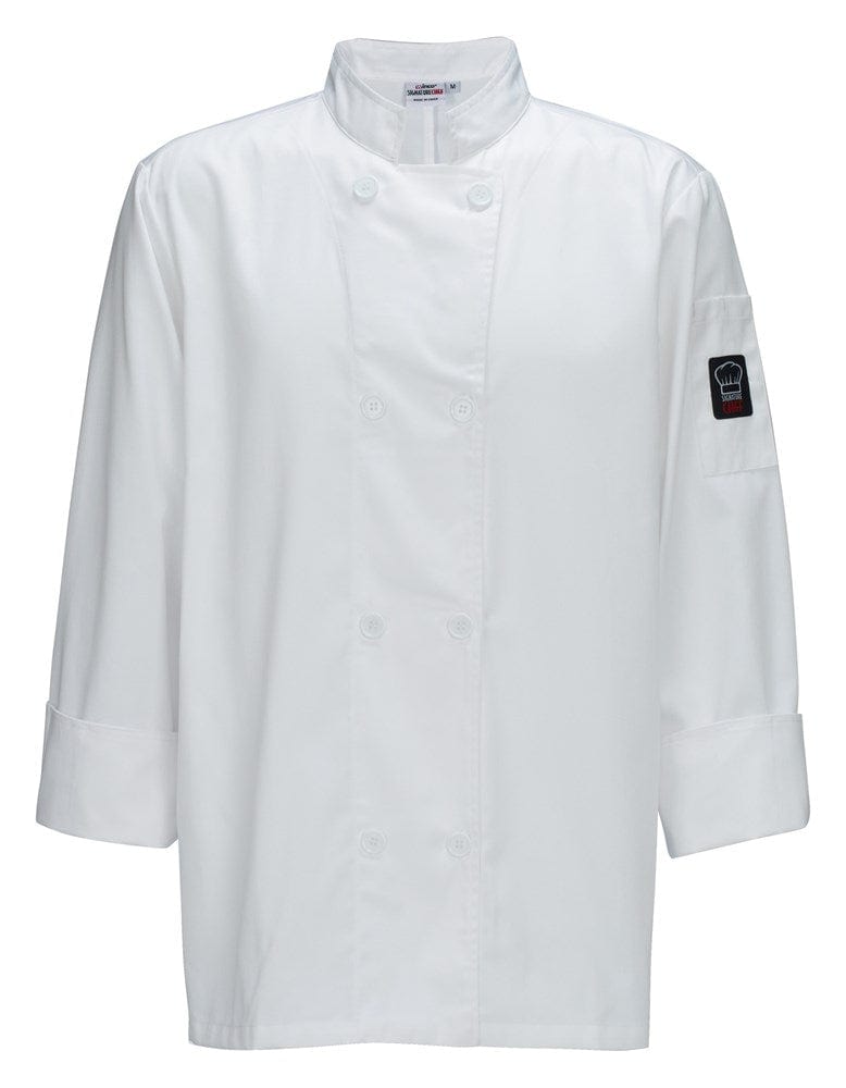 Winco Essentials Each / 3XL / White Winco UNF-6W White Signature Chef Men's Tapered Fit Poly/Cotton Double Breasted Chef Jacket With Thermometer/Pen Pocket