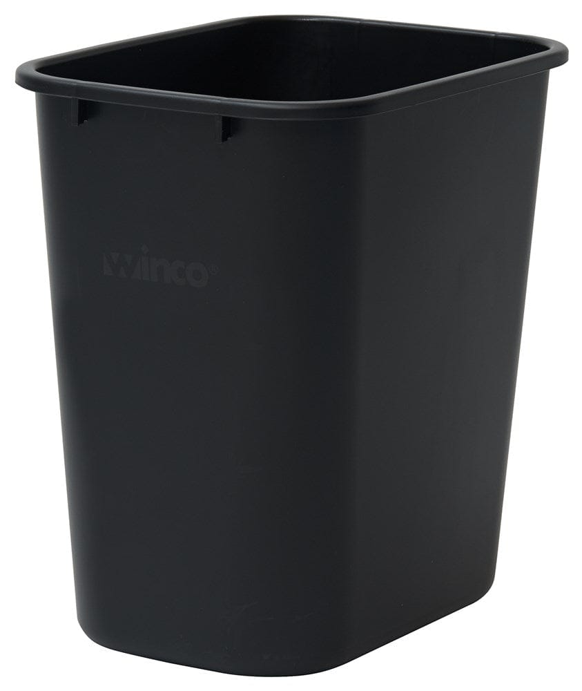 Winco Essentials Each / Black Winco PWR-28K 28 Quart Black Plastic Rectangular Trash Can | Denson CFE