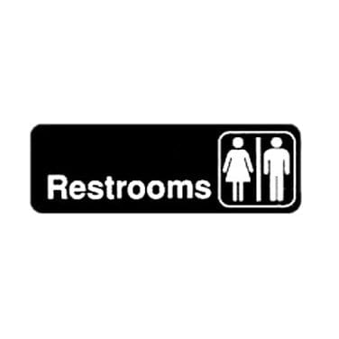 Winco Essentials Each / Black Winco SGN-313 Information Sign, "Restrooms", 3" x 9", Black