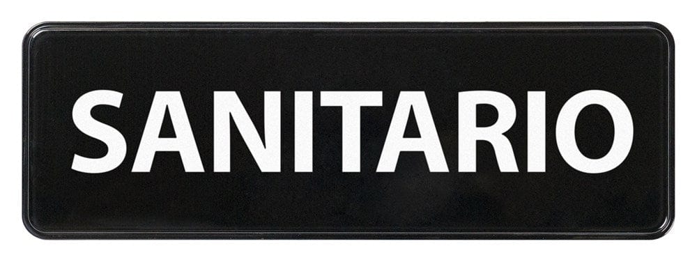 Winco Essentials Each / Black Winco SGN-367 Sanitize Information Sign in Spanish Black Adhesive Back | Denson CFE