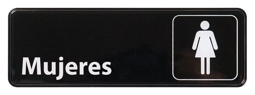 Winco Essentials Each / Black Winco SGN-369 Information Sign Women Spanish 3 x 9 Black | Denson CFE