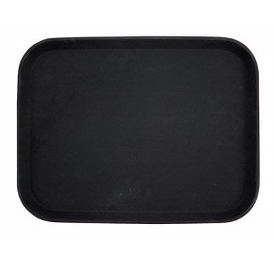 Winco Essentials Each / Black Winco TRH-1418K Easy Hold Rubber Lined Tray 14 inch x 18 inch Rectangular Black NSF Certified | Denson CFE
