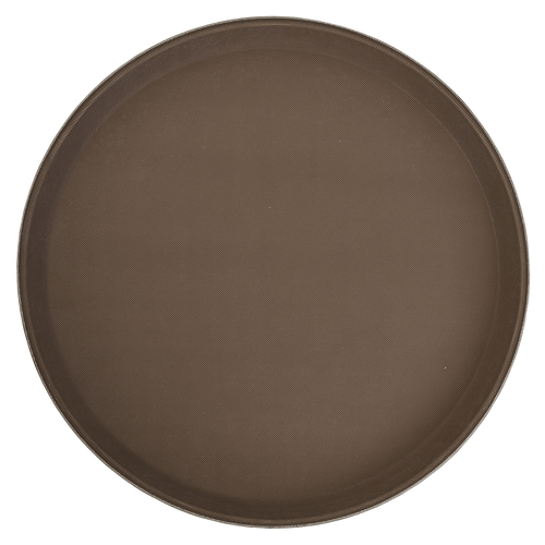 Winco Essentials Each / Brown Winco TFG-14N Premium 14 Inch Brown Fiberglass Non Slip Round Deluxe Tray | Denson CFE