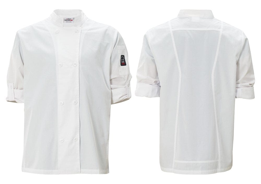 Winco Essentials Each / M / White Winco UNF12WM Signature Chef Jacket Tapered Fit Ventilated with Thermometer Pocket | Denson CFE