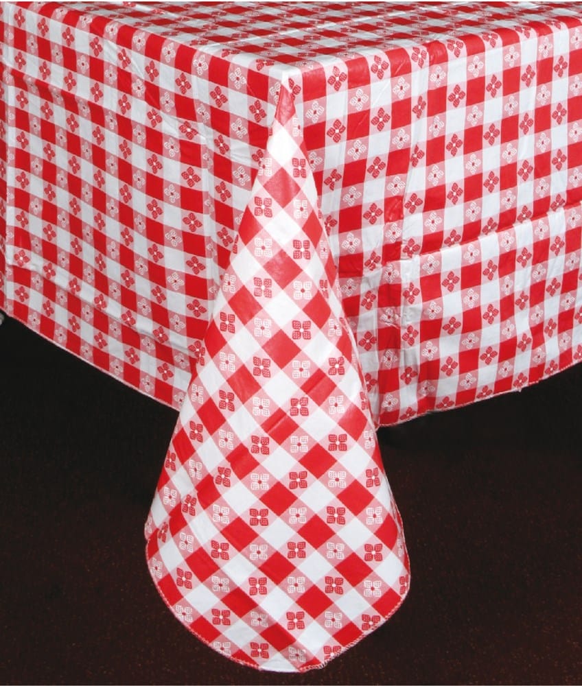 Winco Essentials Each / Red Winco TBCS-52R Red Checkered Vinyl Tablecloth 52 inches x 52 inches | Denson CFE