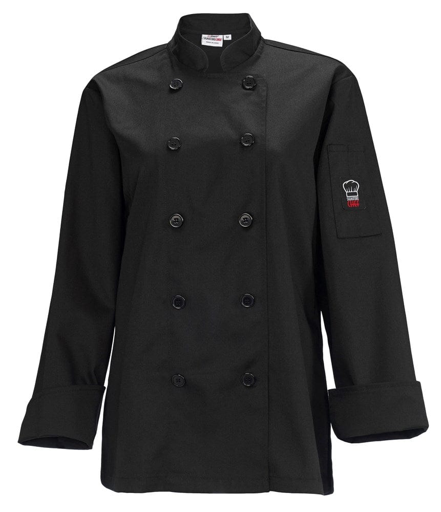 Winco Essentials Each / S / Black Winco UNF-7KS Women's Chef Jacket Black Small | Denson CFE