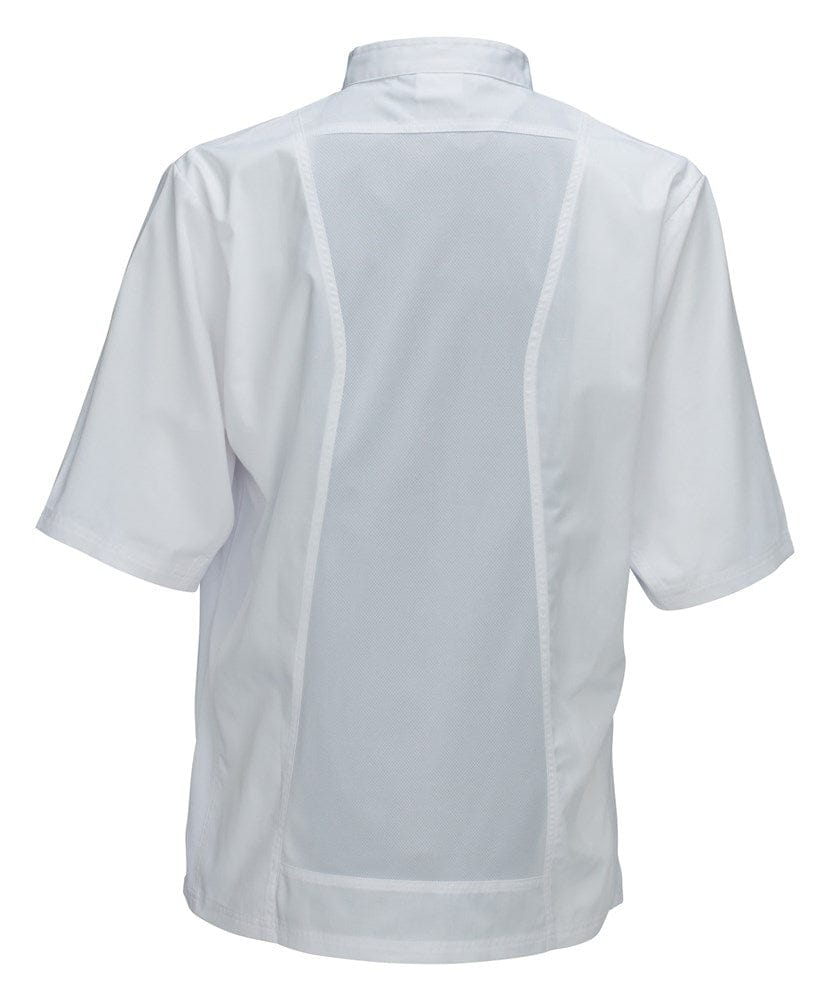 Winco Essentials Each / S / White Winco UNF-9WS White Small Signature Chef Tapered Fit Ventilated Chef Shirt with Mesh Panels | Denson CFE