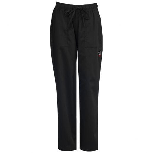 Winco Essentials Each / Small / Black Winco UNF-8KS Solid Black Women's Chef Pants with Elastic Drawstring Waist | Denson CFE