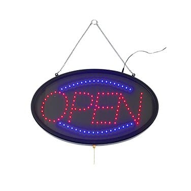 Winco Essentials Each Winco LED-10 Oval LED Open Sign with Dust Cover - 3 Flashing Patterns | Denson CFE