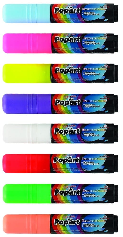 Winco Essentials Each Winco MBPM-W Deluxe Plus Neon Marker White 15g Ink Capacity 1/16 Inch Chisel Tip | Denson CFE