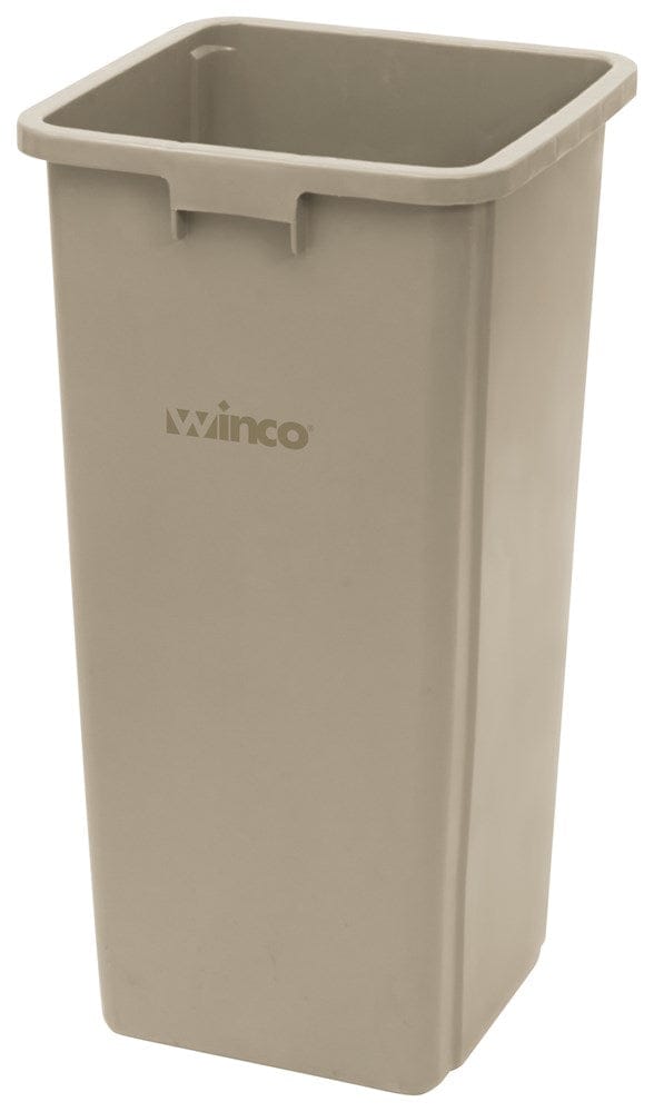Winco Essentials Each Winco PTCS-23BE 23 Gallon Square Tall Trash Can Beige | Denson CFE