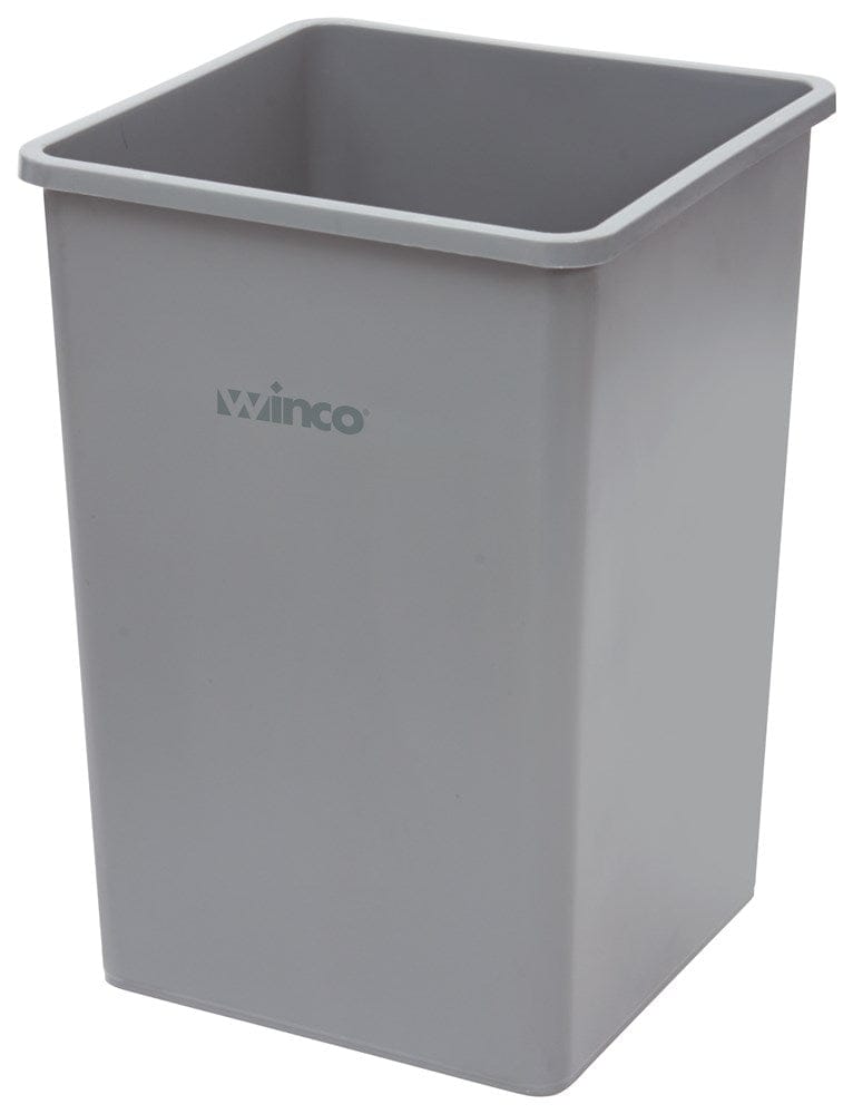 Winco Essentials Each Winco PTCS-35G 35 Gallon Square Tall Trash Can 19 1/2 inch Square x 27 5/8 inch H Gray | Denson CFE