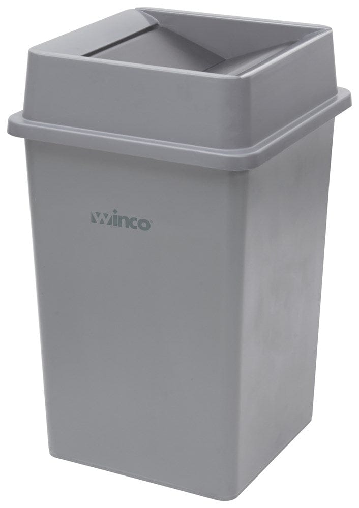 Winco Essentials Each Winco PTCS-35G 35 Gallon Square Tall Trash Can 19 1/2 inch Square x 27 5/8 inch H Gray | Denson CFE