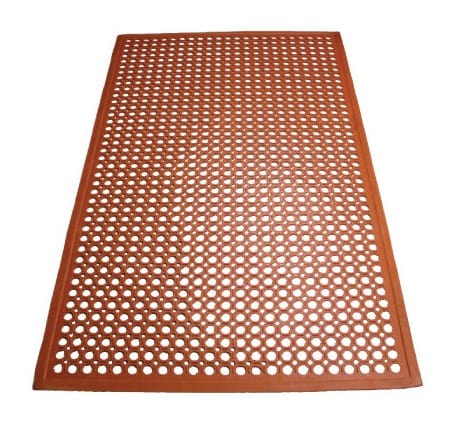 Winco Essentials Each Winco RBM-35R-R Rubber Floor Mat, Rolled, 3' x 5' x 1/2", Beveled Edges, Red