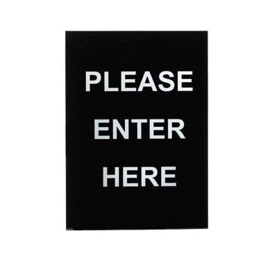 Winco Essentials Each Winco SGN-801 Stanchion Sign Please Enter Here 8.46 x 11.85 White on Black | Denson CFE