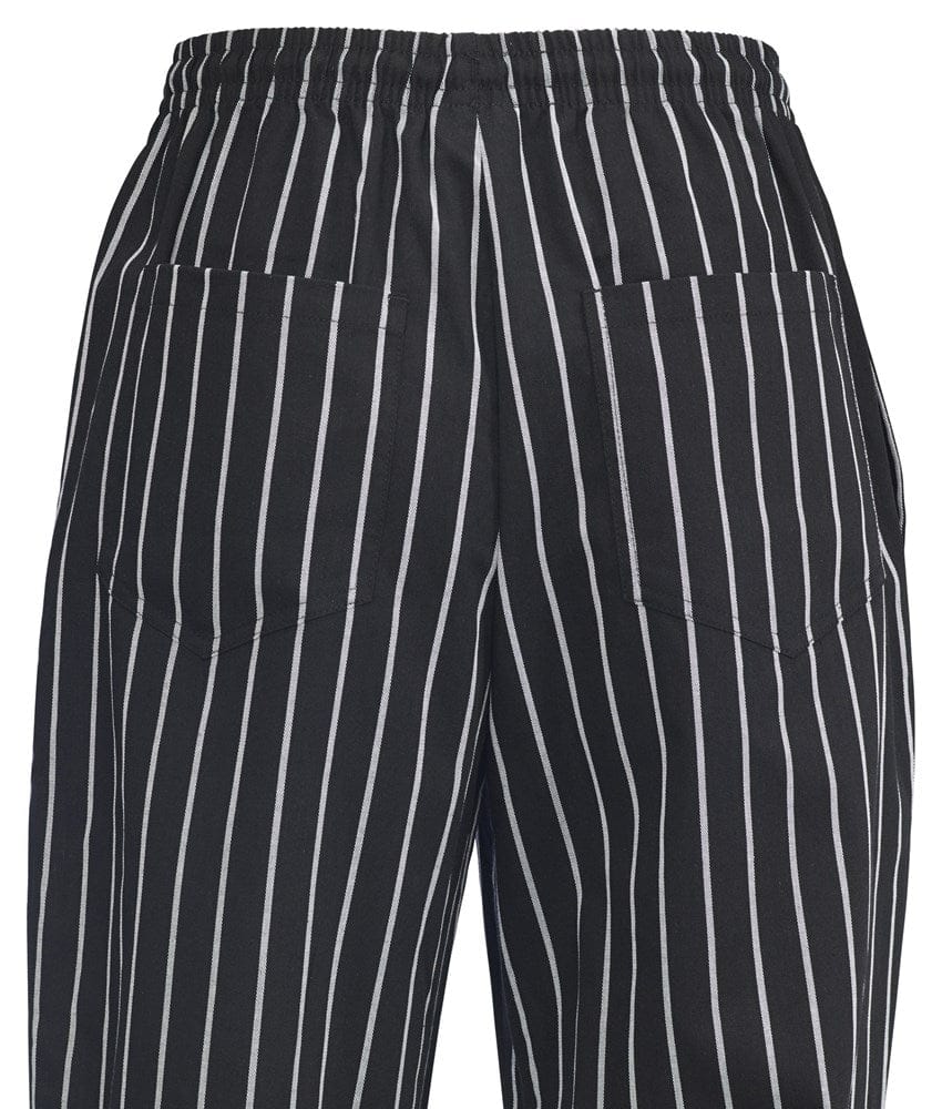 Winco Essentials Each Winco UNF-3CXL Chalk Stripe Extra-Large Relaxed Fit Chef Pants with Elastic Drawstring Waist and Side Pockets | Denson CFE