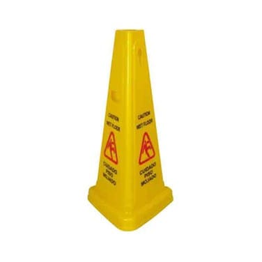 Winco Essentials Each Winco WCS-27T 27" Wet Floor Tri Cone Shaped Caution Sign | Denson CFE