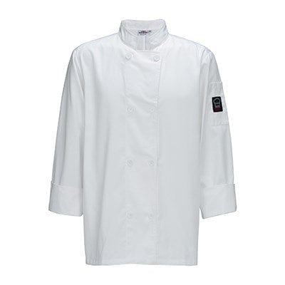 Winco Essentials Each / XL / White Winco UNF-6W White Signature Chef Men's Tapered Fit Poly/Cotton Double Breasted Chef Jacket With Thermometer/Pen Pocket